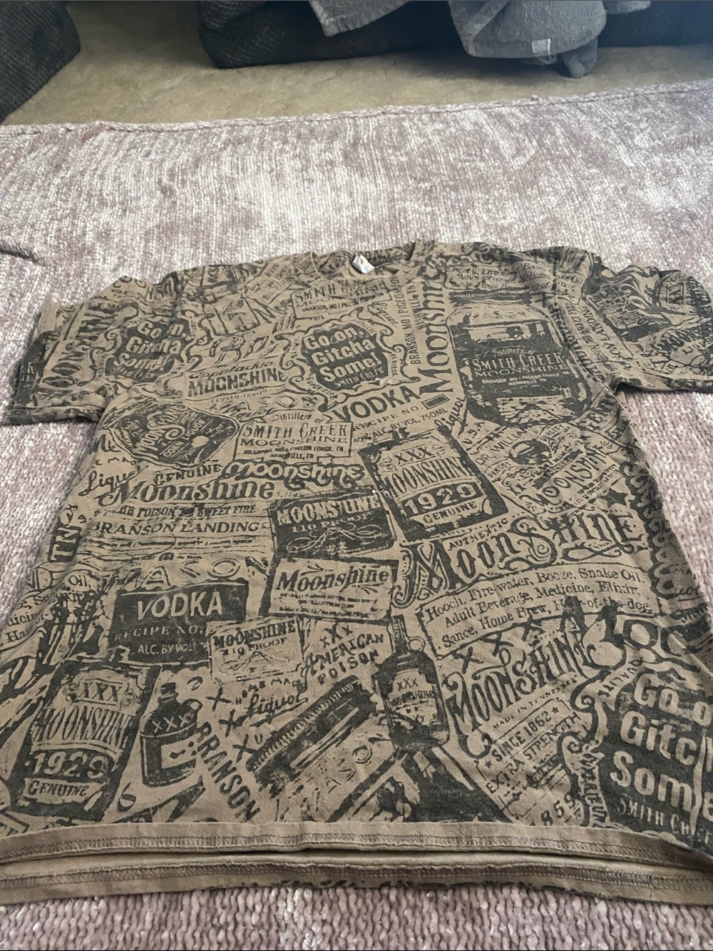 All-Over Moonshine Print Short Sleeve Tee - Brown/Black